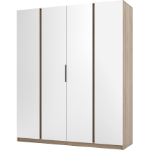 Szafa czterodrzwiowa z lustrem Czarny / Dąb Evoke KAJA Podstawowe