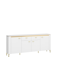 Komoda 4-drzwiowa z oświetleniem Biały Połysk LAZK03 LAZIO Podstawowe