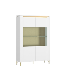 Kredens 2-drzwiowy z podświetleniem Biały Połysk LAZV02 LAZIO Podstawowe