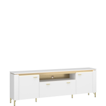 Szafka RTV z oświetleniem Biały Połysk LAZF03 LAZIO Podstawowe