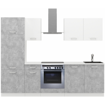 Zestaw mebli kuchennych 260 z blatem Bellato Szary / Biały TONI Podstawowe