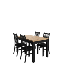 Zestaw stół prostokątny rozkładany MINI Artisan/Czarny i 4 krzesła do jadalni BETI Podstawowe