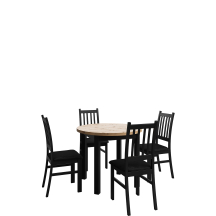 Zestaw stół okrągły PERLA Artisan/Czarny i 4 krzesła do jadalni BETI Podstawowe