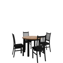 Zestaw stół okrągły PERLA Wotan/Czarny i 4 krzesła do jadalni BETI Podstawowe