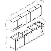 Zestaw mebli kuchennych 2,6 Biały / Jasny Beż Mat MAX Podstawowe