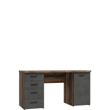 Biurko z 4 szufladami i szafką NET106 Dąb / Beton Ciemnoszary MT926-C943 Podstawowe