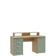 Biurko z nadstawką na monitor NET106 Dąb Artisan / Szałwia MT980-M888 Podstawowe