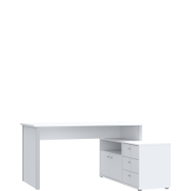 Białe biurko narożne z komodą T2KB231L-C734 Lewe ARCHBOX Podstawowe (1)