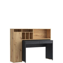 Biurko na kółkach z regałem TRYNIDAD EGRB331L-C982A Lewe Dąb Artisan / Beton Podstawowe