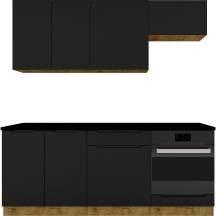 Zestaw mebli kuchennych 2,0 Czarny Groszek / Dąb Artisan ISABEL Podstawowe