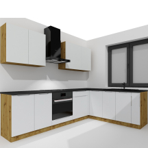 Zestaw mebli kuchennych 2,0 x 2,6 Jasny Szary Mat / Dąb Artisan ISABEL Podstawowe