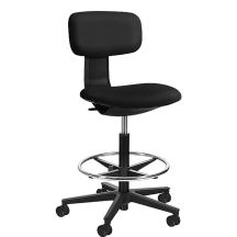 Fotel obrotowy biurowy tapicerowany ROBIN Czarny z podnóżkiem Podstawowe (7)