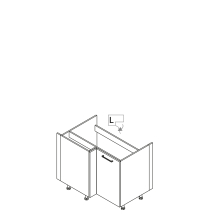 Szafka dolna stojąca narożna pod zlewozmywak 2 drzwi 100 x 70 cm Lewa DRZ100x70 KAMMONO F8 Szkic