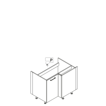 Szafka dolna stojąca narożna pod zlewozmywak 2 drzwi 100 x 70 cm Prawa DRZ100x70 KAMMONO F8 Szkic