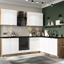 Zestaw mebli kuchennych 2,0 x 2,6 Dąb Artisan / Biała Alaska GIANNA Podstawowe