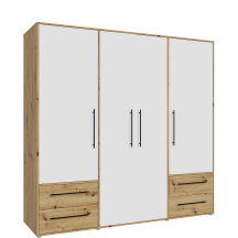 Szafa ubraniowa 4-drzwiowa MKSS846-C830 Biały / Dąb Artisan JUPITER Podstawowe