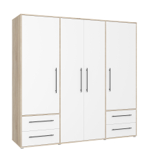 Szafa ubraniowa 4-drzwiowa MKSS841-Q36 Biały / Dąb Sonoma JUPITER Podstawowe