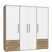 Szafa ubraniowa 4-drzwiowa MKSS846-M680 Biały / Dąb Mauvella JUPITER Podstawowe