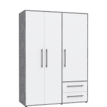 Szafa ubraniowa 3-drzwiowa MKSS833-C264 Biały / Beton Jasnoszary JUPITER Podstawowe