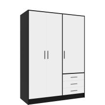 Szafa ubraniowa 3-drzwiowa JPTS84T-T10 Biały / Czarny JUPITER Podstawowe