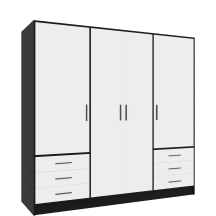 Szafa ubraniowa 4-drzwiowa JPTS86T-T10 Biały / Czarny JUPITER Podstawowe