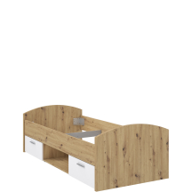 Łóżko młodzieżowe z szufladami 90 x 200 cm WNL09-C830 Dąb Artisan / Biały WINNIE Podstawowe