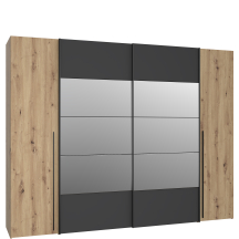 Szafa z lustrem 4-drzwiowa RXGS82511-M108 Czarny / Dąb Artisan NARAGO Podstawowe