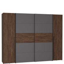 Szafa z drzwiami przesuwnymi i uchylnymi NRGS82511-M354 Szary / Orzech Bakersfield NARAGO Podstawowe