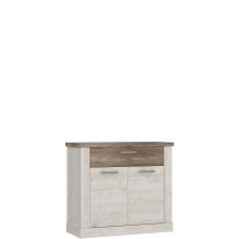 Komoda z szufladą i 2 szafkami DURK224-T75 Pinia Biała / Dąb Antyczny DURO Podstawowe