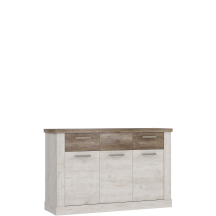 Komoda 3 szuflady 3 szafki DURK233-T75 Pinia Biała / Dąb Antyczny DURO Podstawowe