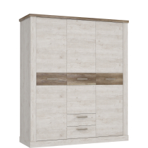 Szafa ubraniowa 3 drzwi 2 szuflady DURS931-T75 Pinia Biała / Dąb Antyczny DURO Podstawowe