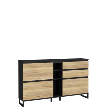 Szafka na buty 3 szafki 2 szuflady Lewa QXLK223L-M733 Czarny / Dąb Mauvella QUAYLE Podstawowe