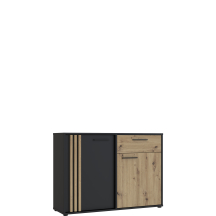 Komoda 1 szuflada 2 drzwi CDGK222-M624 Dąb Artisan / Czarny CARDIGAN Podstawowe