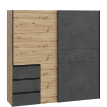 Szafa przesuwna 2-drzwiowa 200 cm W2QS323E71-C752 Dąb Artisan / Beton Ciemnoszary WINN 2 Podstawowe