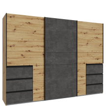 Szafa ubraniowa przesuwna 3-drzwiowa W2QS13331-C752 Dąb Artisan / Beton Ciemnoszary WINN 2 Podstawowe