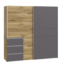 Szafa przesuwna 2-drzwiowa 200 cm W2QS323E71-M629 Dąb Artisan / Beton Ciemnoszary WINN 2 Podstawowe