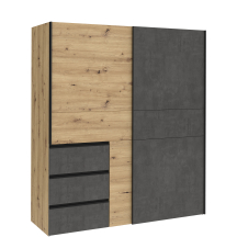 Szafa ubraniowa przesuwna 2-drzwiowa W2QS823E71-C752 Dąb Artisan / Beton Ciemoszary WINN 2 Podstawowe