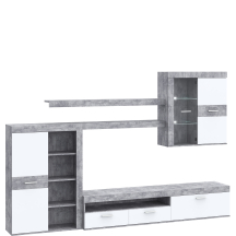 Meblościanka ZUMBA z oświetleniem Beton Jasny / Biały ZMBM01LB-C251 ZUMBA Podstawowe