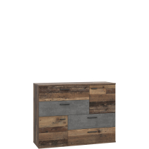 Komoda 4 szuflady 2 szafki SKIVE Beton Ciemnoszary / Old-Wood Vintage SKVK46-C754N Podstawowe