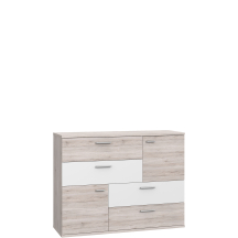 Komoda 4 szuflady 2 szafki SKIVE Dąb Piaskowy / Biały SKVK46-P79 Podstawowe