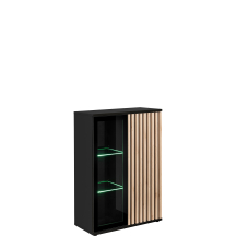 Kredens z oświetleniem Hickory Jackson / Czarny CAMERON Podstawowe