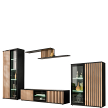 Meblościanka CAMERON z oświetleniem Hickory Jackson / Czarny CAMERON Podstawowe