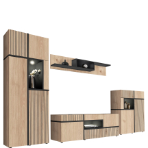 Meblościanka CROSS z oświetleniem Hickory Jackson / Czarny CROSS HICKORY JACKSON Podstawowe