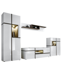 Meblościanka CROSS z oświetleniem Biały Połysk CROSS BIAŁY POŁYSK Podstawowe