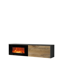 Szafka RTV z kominkiem elektrycznym Antracyt / Dąb Flagstaff DALLAS Podstawowe