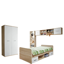 Zestaw mebli młodzieżowych DINO 1 Dąb Sonoma / Biały Mat DINO Podstawowe