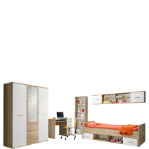 Zestaw mebli młodzieżowych DINO 4 Dąb Sonoma / Biały Mat DINO Podstawowe