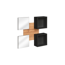 Panel ścienny z dwoma lustrami i dwoma półkami TYP 07 Czarny / Dąb Wotan EASY CZARNY Podstawowe