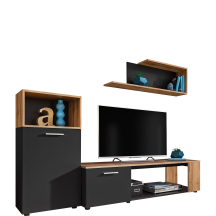 Meblościanka MAZE MZ1 Czarny Mat / Dąb Wotan MAZE Podstawowe