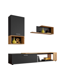 Meblościanka MAZE MZ2 Czarny Mat / Dąb Wotan MAZE Podstawowe